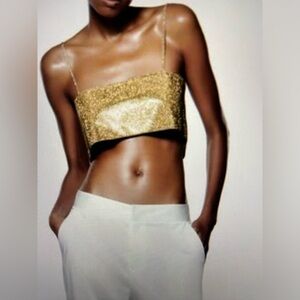 NWT ZARA Rhinestone Top Size XS-S